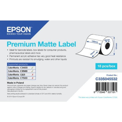 Epson Premium Matte Labels | 102 x 76 mm