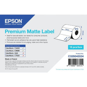 Epson Premium Matte Labels | 76 x 51 mm